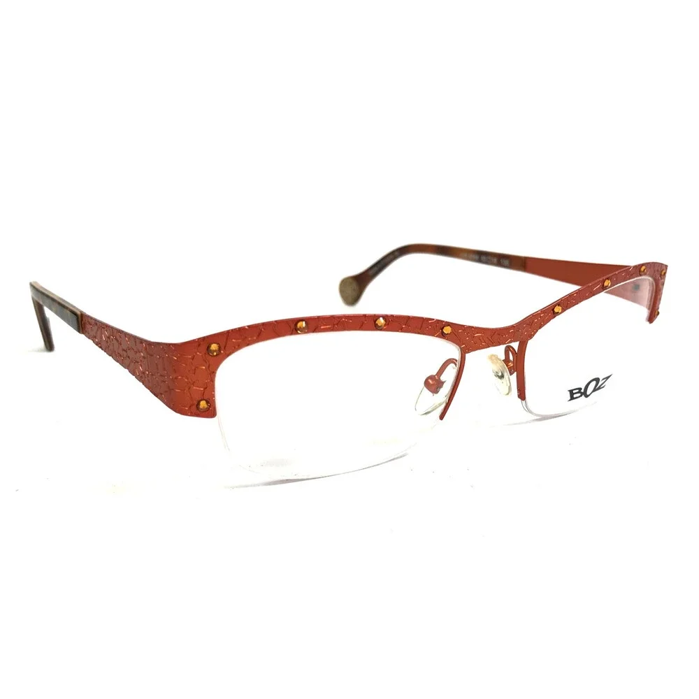 BOZ Eyeglasses Frames VIM 6060 Orange Cracked Earth Pattern Crystals 52-18-135